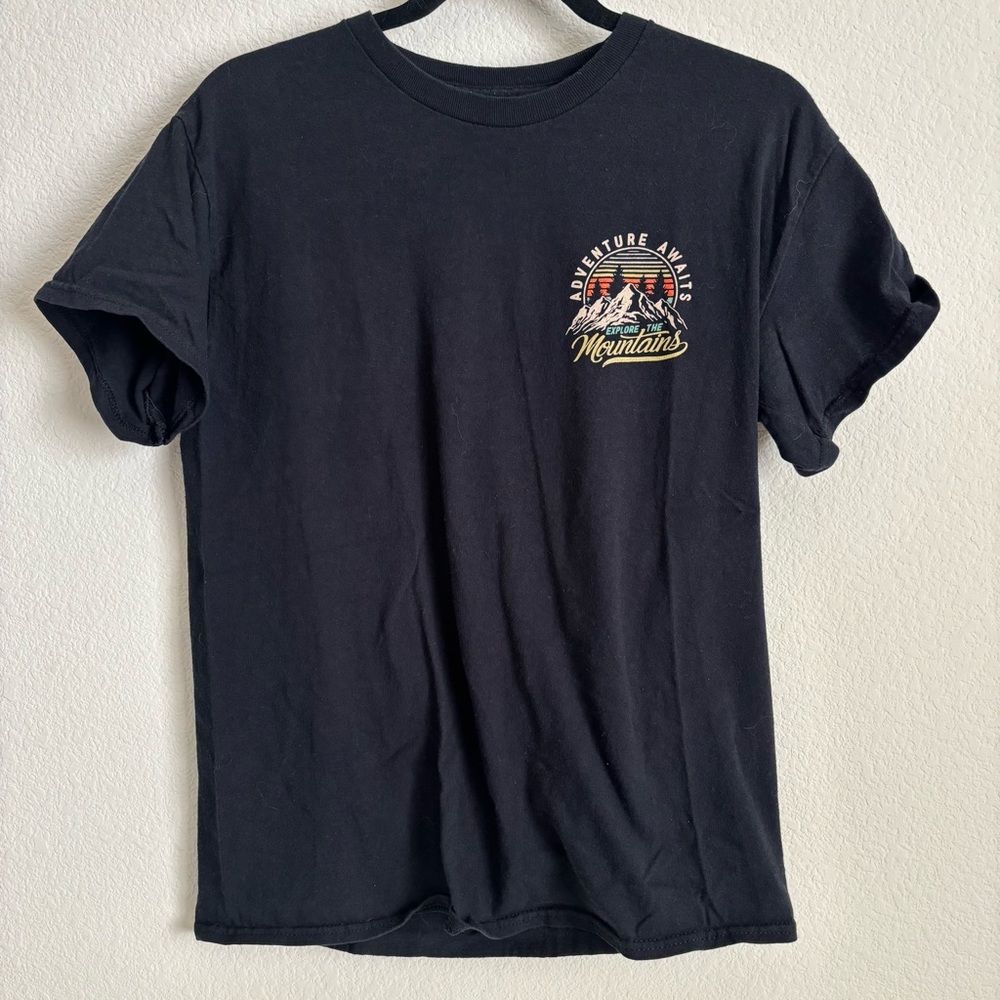 Black Short Sleeve Tee with Graphic Design